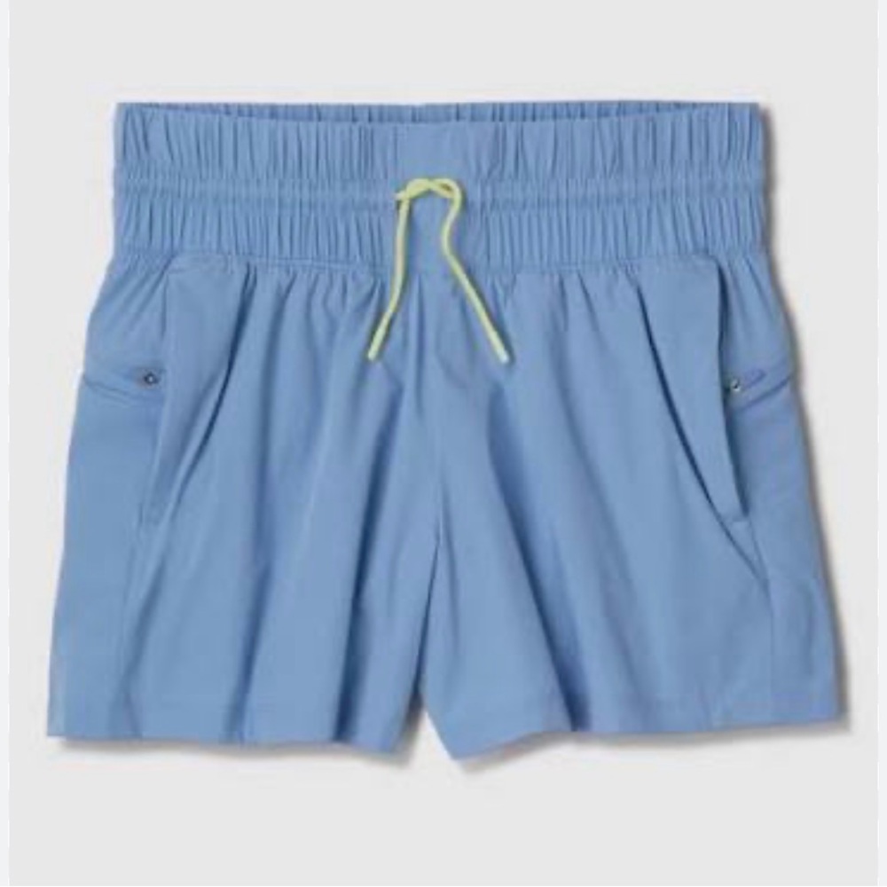 Sky Blue Women's Athletic Shorts with Yellow Drawstring